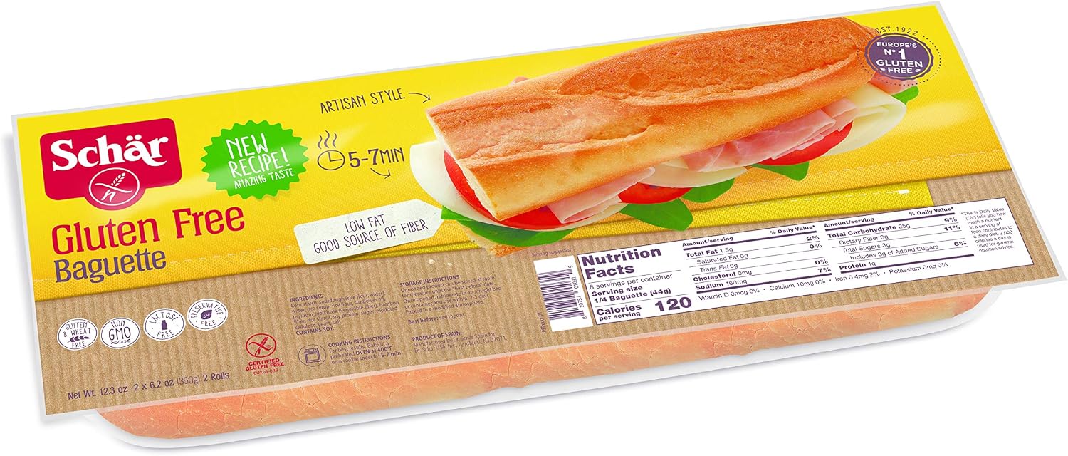 Schär Gluten Free Baguette, 2-Count, 6-Pack