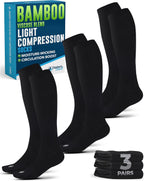 Doctor's Select Bamboo Viscose Light Compression Socks for Women & Men - 3 Pairs, 8-15 mmHg Compression Socks, Knee High