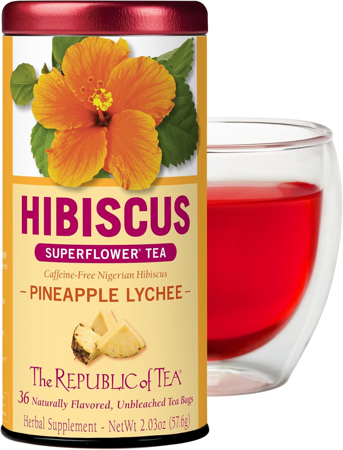 The Republic of Tea, Pineapple Lychee Hibiscus, 36-Count