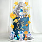 34 PCS Space Cake Toppers Outer Astronaut Figurines Planet Satellite Balls and Stars for Space Theme Birthday Supplies (Planet)