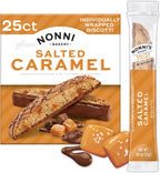 Nonni's Bakery Salted Caramel Biscotti Cookies, Individually Wrapped Coffee and Tea Biscuit Snack, 21 oz, 25 Count