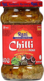 Rani Green Chilli Pickle Hot (Achar, Spicy Indian Relish) 10.5oz (300g) Glass Jar ~ Vegan | Gluten Free | NON-GMO | No Colors | Popular Indian Condiment, Indian Origin