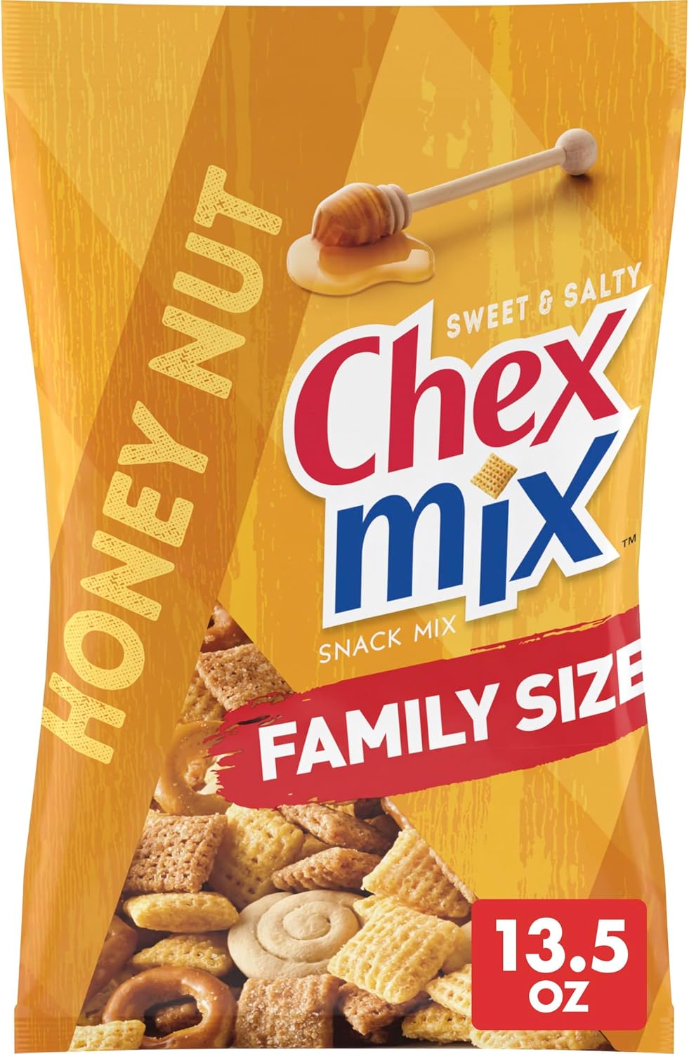 Chex Mix Honey Nut Snack Mix, Sweet and Salty Snack Bag, Family Size, 13.5 oz