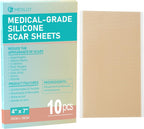 Silicone Scar Sheets, Large 10Pcs 4” x 7” Each, Medical Silicone Tape for Scar Treatment, Scar Patches for C-Section, Keloid Bump, Stretch Marks, Burn, Acne, Surgical Scar Removal