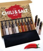 TIMBER TASTE® Hot Salt & Chili Gift Set for Men [UP TO 950,000 SCOVILLE] - 10 Gourmet Spicy Salts & Chili Blends | Seasoning Gift Set for Him | Spice Sampler | Food Basket | Hot Spices for Dad