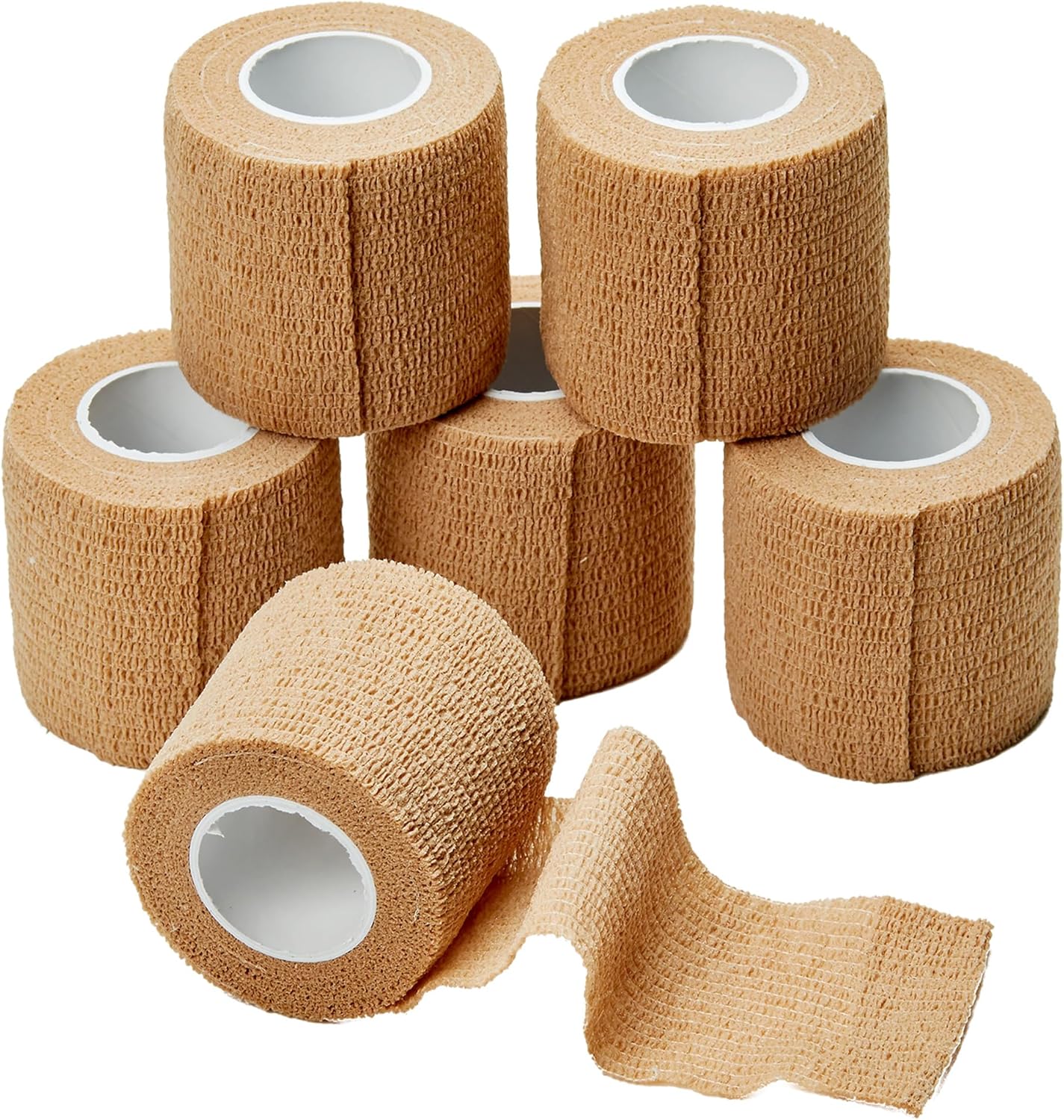 MEDca Self Adherent Cohesive Wrap Bandages 2 Inches X 5 Yards 6 Count (Skin Color)