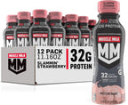 Muscle Milk Pro Advanced Nutrition Protein Shake, Slammin' Strawberry, 11.16 Fl Oz (Pack of 12), 32g Protein, 1g Sugar, 16 Vitamins & Minerals, 5g Fiber, Bottled Liquid, Gluten Free