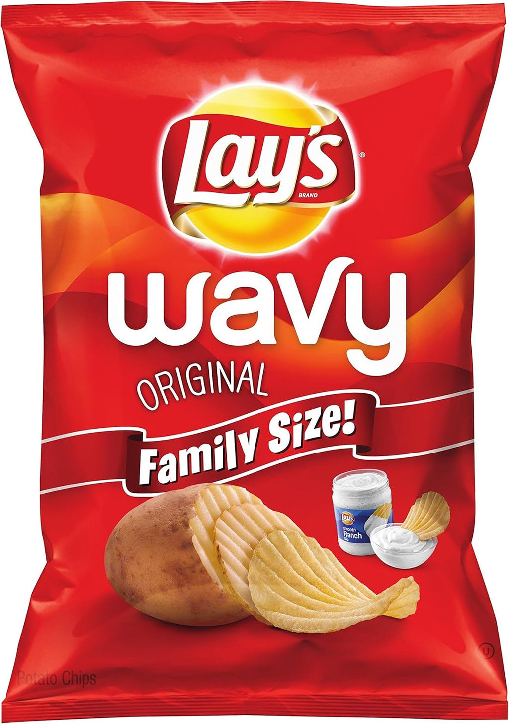 Lay's Wavy Potato Chips, Original, 42 Ounce (Pack of 4)