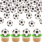 60 PCS Edible Soccer Cupcake Toppers Edible Football Cupcake Picks Wafer Paper Soccer Birthday Party Decorations for Boys Girls Sports Theme Baby Shower Football Birthday Cake Decorations Supplies