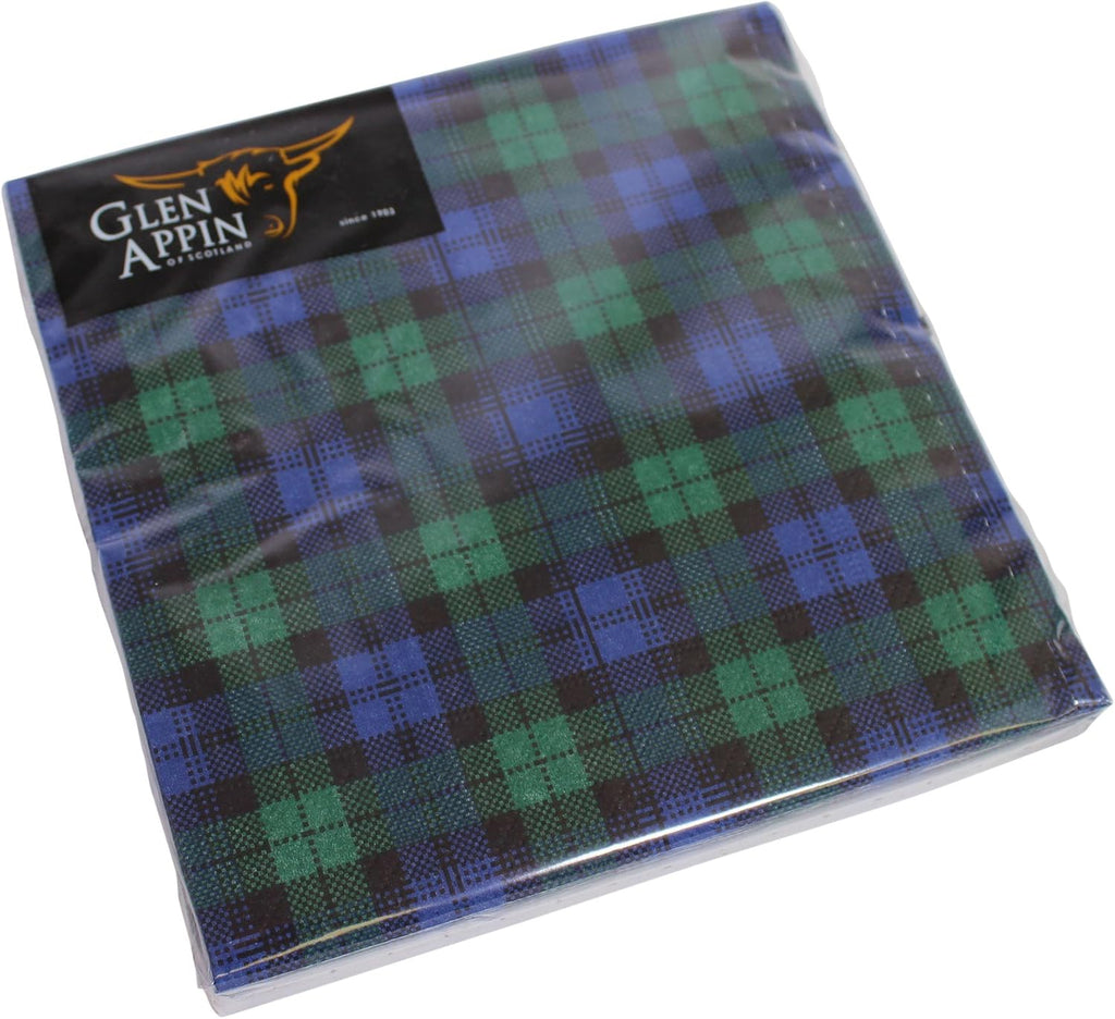 of Scotland Scottish Blackwatch Tartan 3 Ply Paper Napkins.