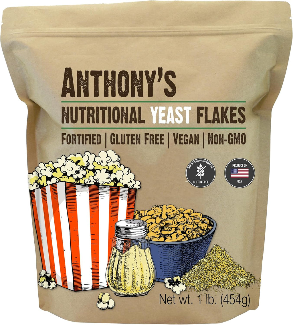Anthony's Premium Nutritional Yeast Flakes, 1 lb, Fortified, Gluten Free, Non GMO, Vegan