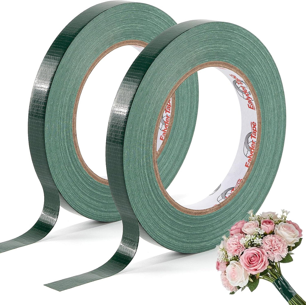 2 Rolls Green Floral Tape 1/2 Inch x 30 Yard – Waterproof Florist Tape for Fresh Flowers, Bouquet Binding, Wedding Bouquet Wrap & Floral Crafts