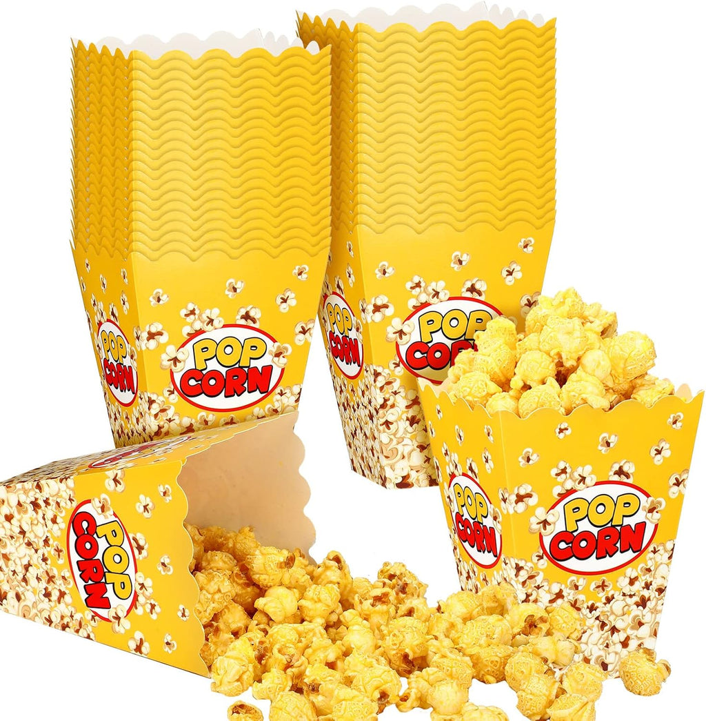 Panelee 100 Pack Popcorn Boxes for Christmas Movie Night 24oz Popcorn Disposable Paper Bucket Bags Bulk Snack Container Cups Holder for Xmas Party Carnival