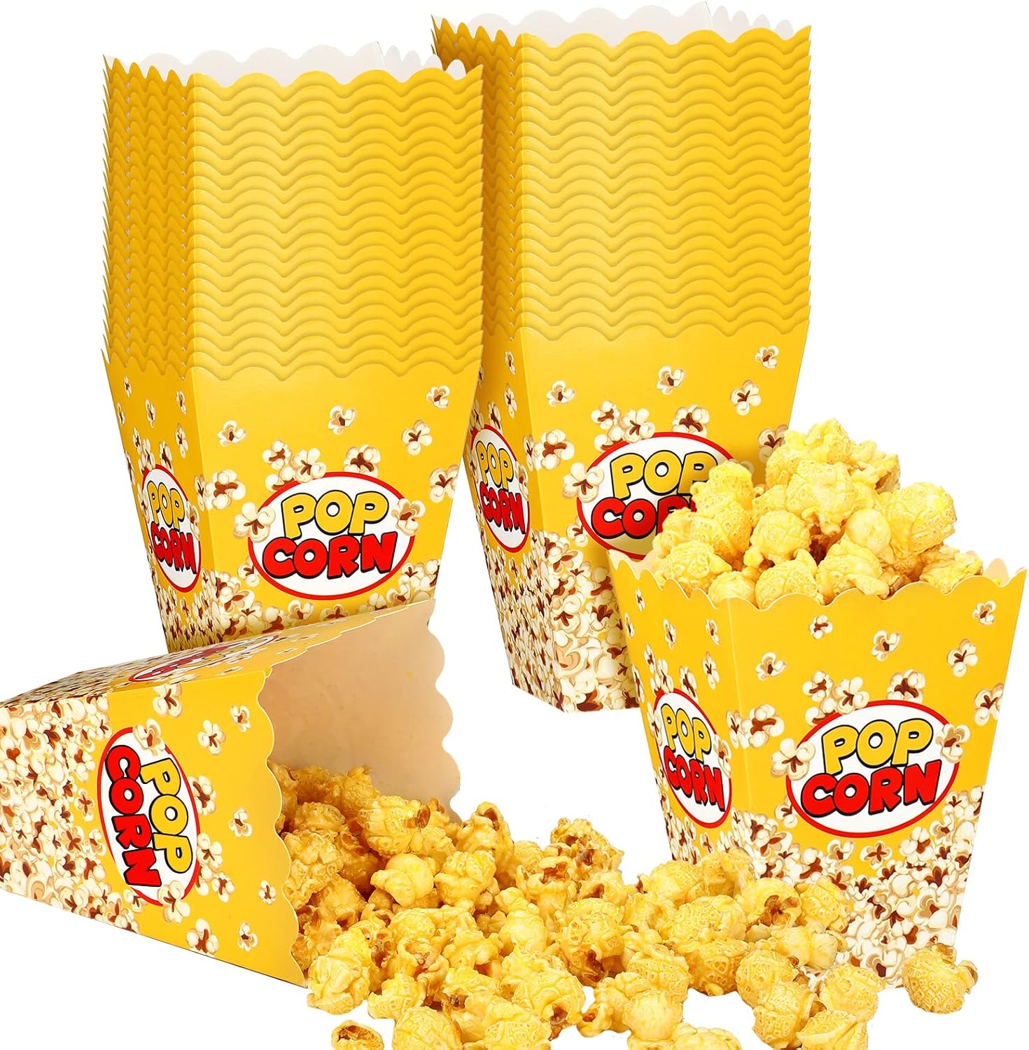 Panelee 100 Pack Popcorn Boxes for Christmas Movie Night 24oz Popcorn Disposable Paper Bucket Bags Bulk Snack Container Cups Holder for Xmas Party Carnival