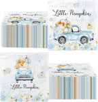 A Sweet Little Pumpkin is on The Way Napkins,Pumpkin Boy Baby Shower Decorations Blue Truck Rose,A Sweet Little Pumpkin is on The Way Baby Shower Gender Reveal Party