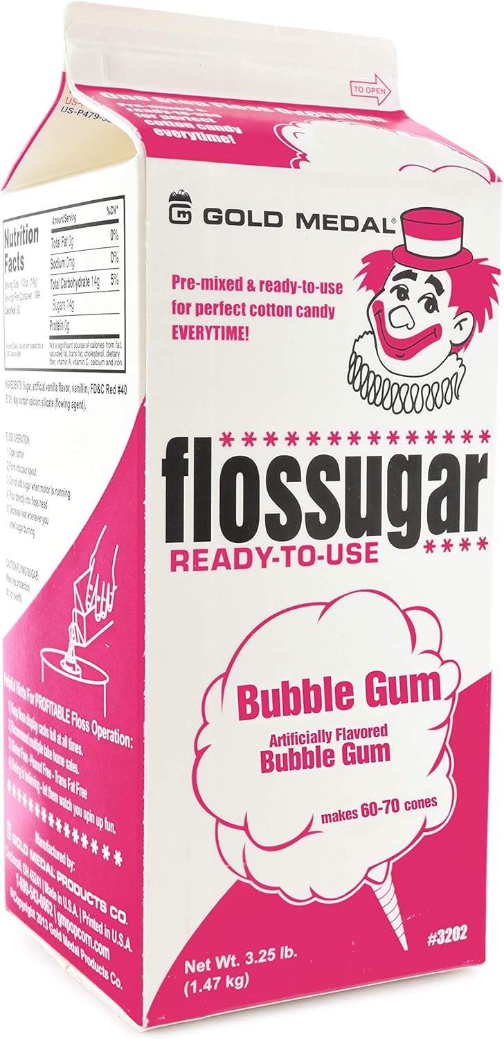 Gold Medal 3208 Bubble Gum Flossugar, 3.25 lb Carton