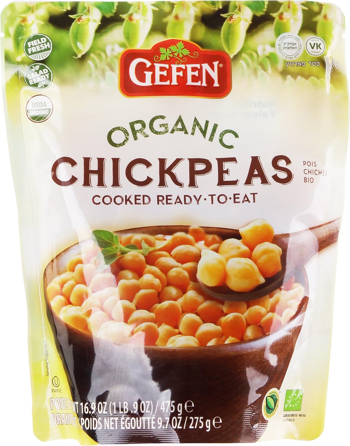 Gefen Organic ready to eat Chickpeas 16.9oz (6 Pack)