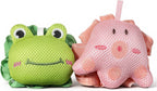 2 Pcs Animal Design Exfoliating Bath Scrubber Cute Cartoon Bath Sponges Shower Loofah Sponges Loofah Pouf Gentle Exfoliating Body Scrubber Shower Ball Designed for Women Boys Girl
