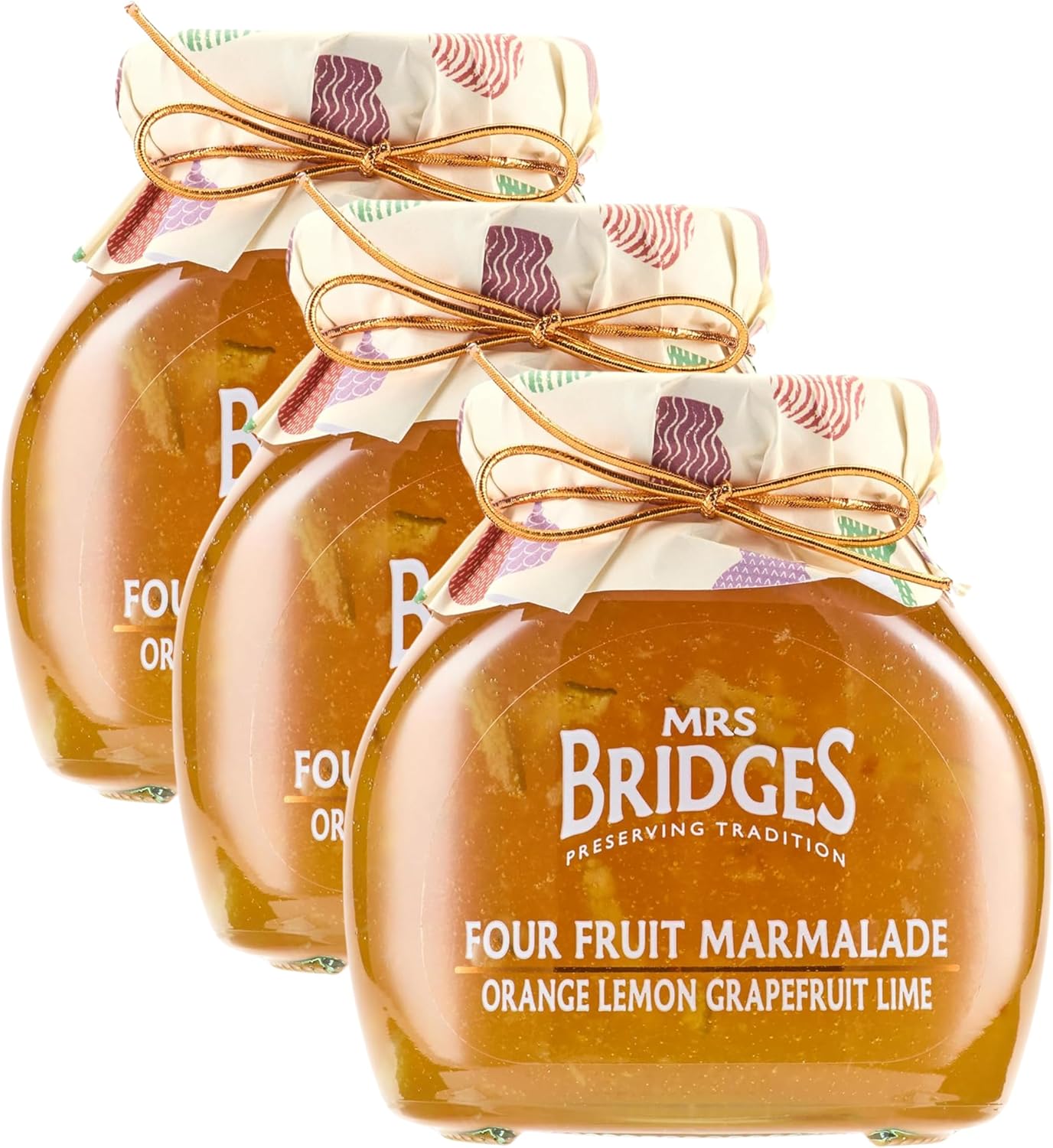 Mrs Bridges Four Fruit Marmalade, Made in Scotland, 12oz Jar (Pack of 3)