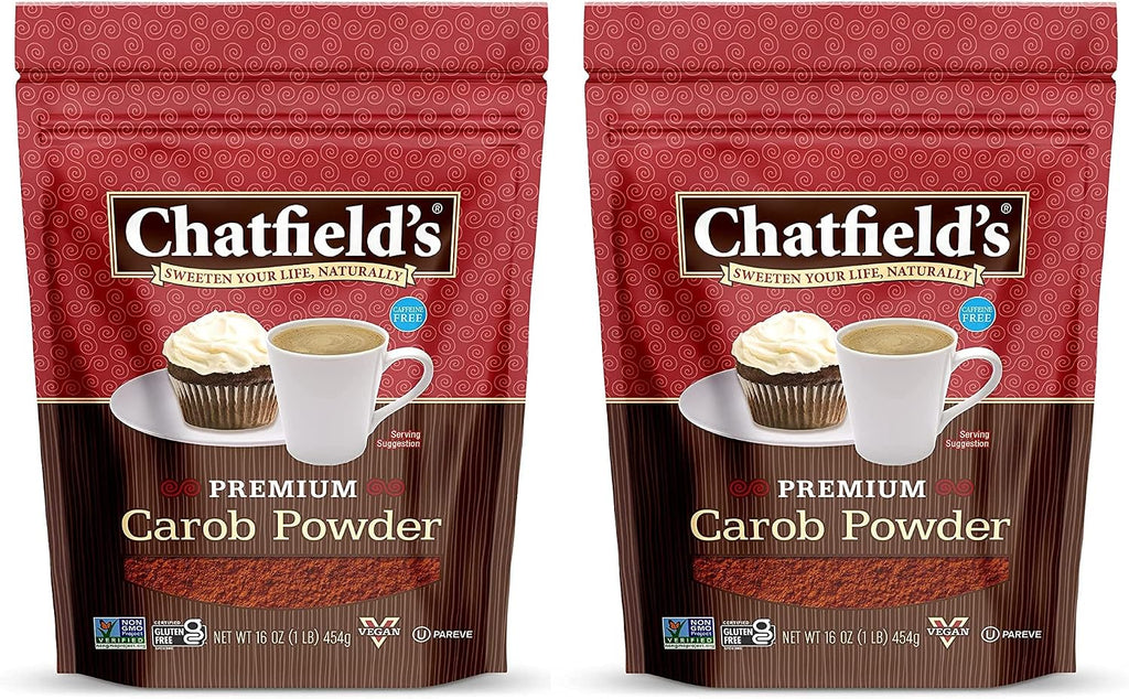 Chatfield’s All Natural Carob Powder 16-oz Pouch, Sweet and Delicious, Premium Quality, Caffeine-Free, Gluten-Free, Vegan, Kosher, Non-GMO Verified - (2 Pack)
