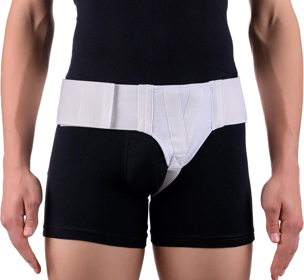 FlexaMed Left Side Inguinal Groin Hernia Truss with Compression Pad White - Large