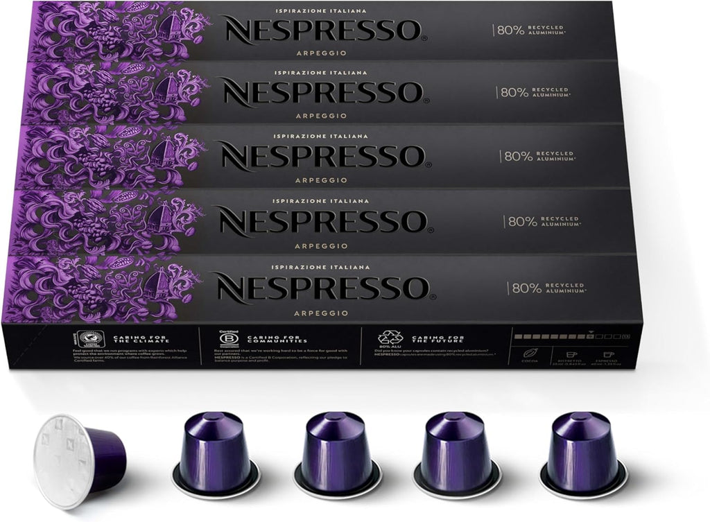 Nespresso Capsules OriginalLine, Arpeggio, Dark Roast Espresso, 50-Count Espresso Coffee Pods