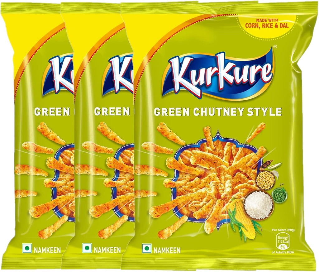 Kurkure Green Chutney Indian Chips Pack of 3