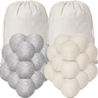 Roowest 56 Pieces Wool Dryer Balls Set 54 Reusable Wool Balls with 2 Muslin Bags Wool Laundry Balls Fabric Softener Ball Anti Wrinkle Anti Static Saving Energy and Time