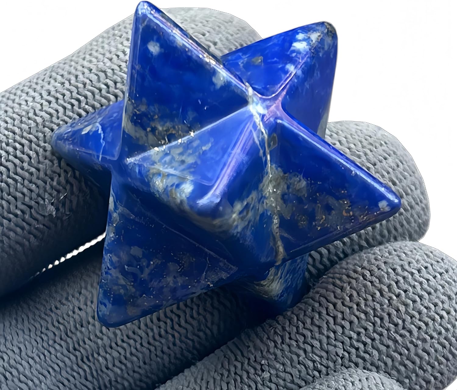 Natural Lapis Lazuli Merkaba Hexagonal Star Crystals and Healing Stone,1 Inchs Crystal Protection Sacred Meditation Energy Healing Chakra