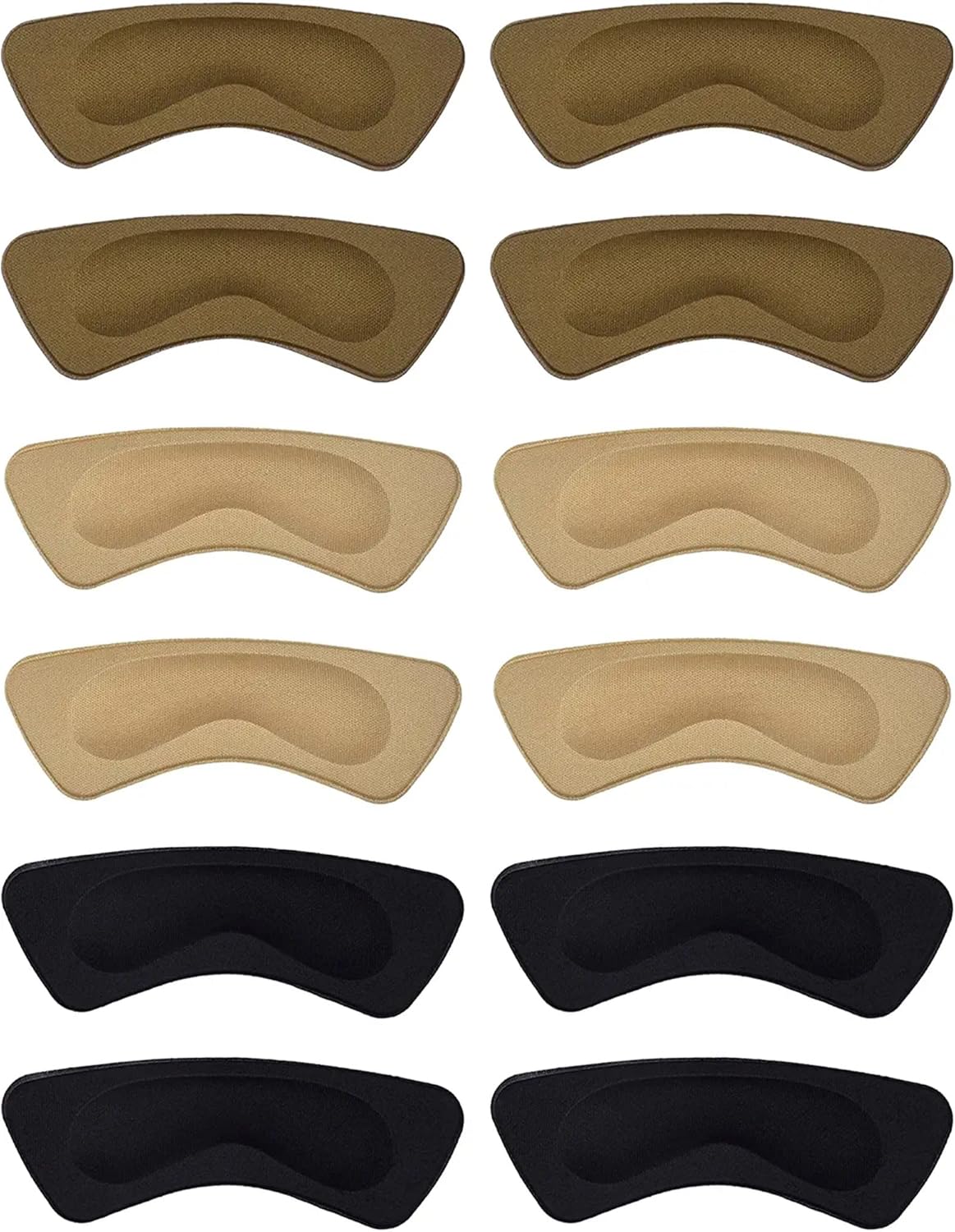Hotop 6 Pairs Heel Cushion Pads for Women Adhesive Heel Grips Stickers Liner Inserts Ankle Protector for Loose Shoes Back(Brown, Khaki, Black)