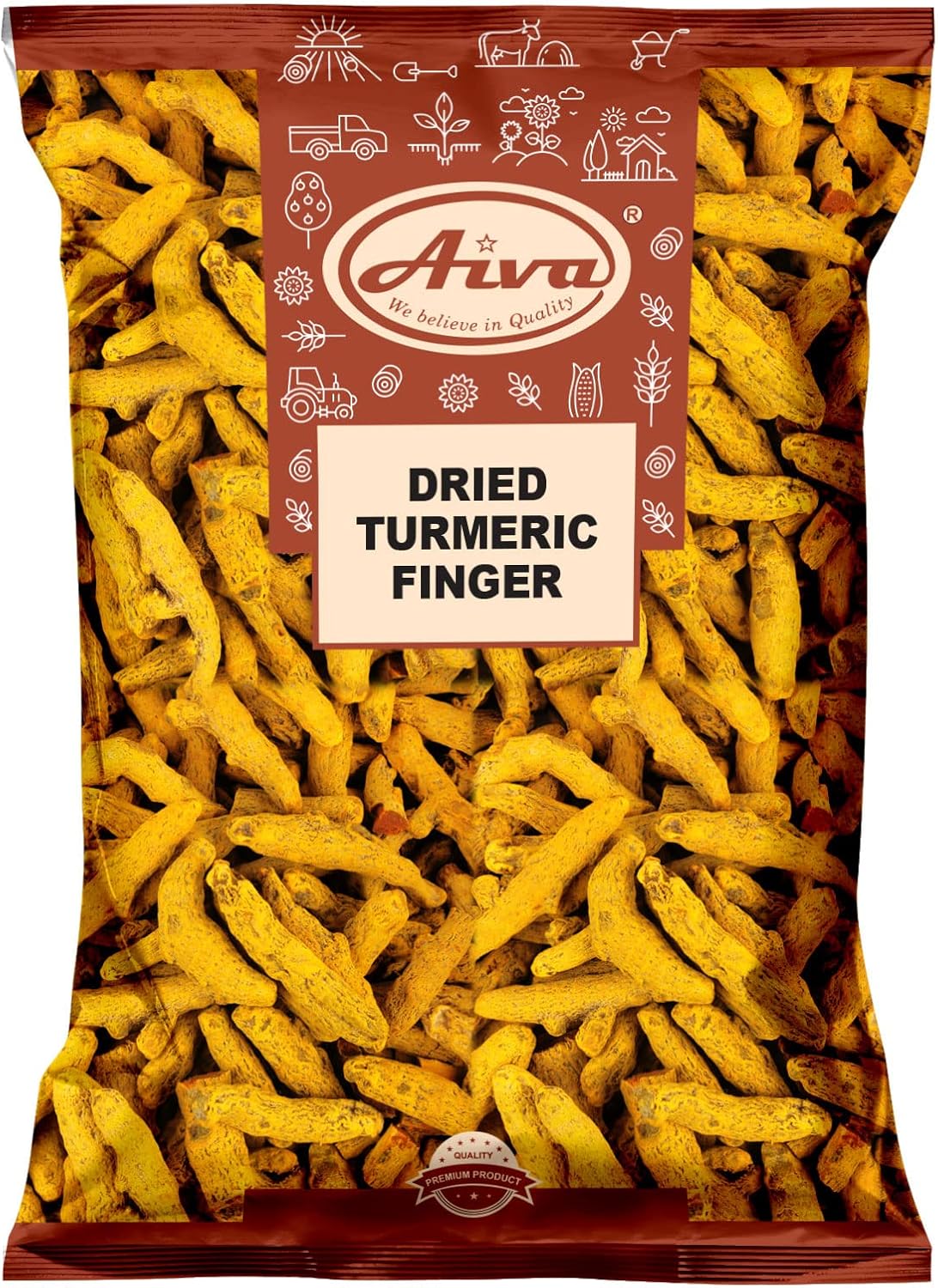 AIVA Dry Turmeric Roots | Fingers | Whole roots - 7 Ounce (200gm)