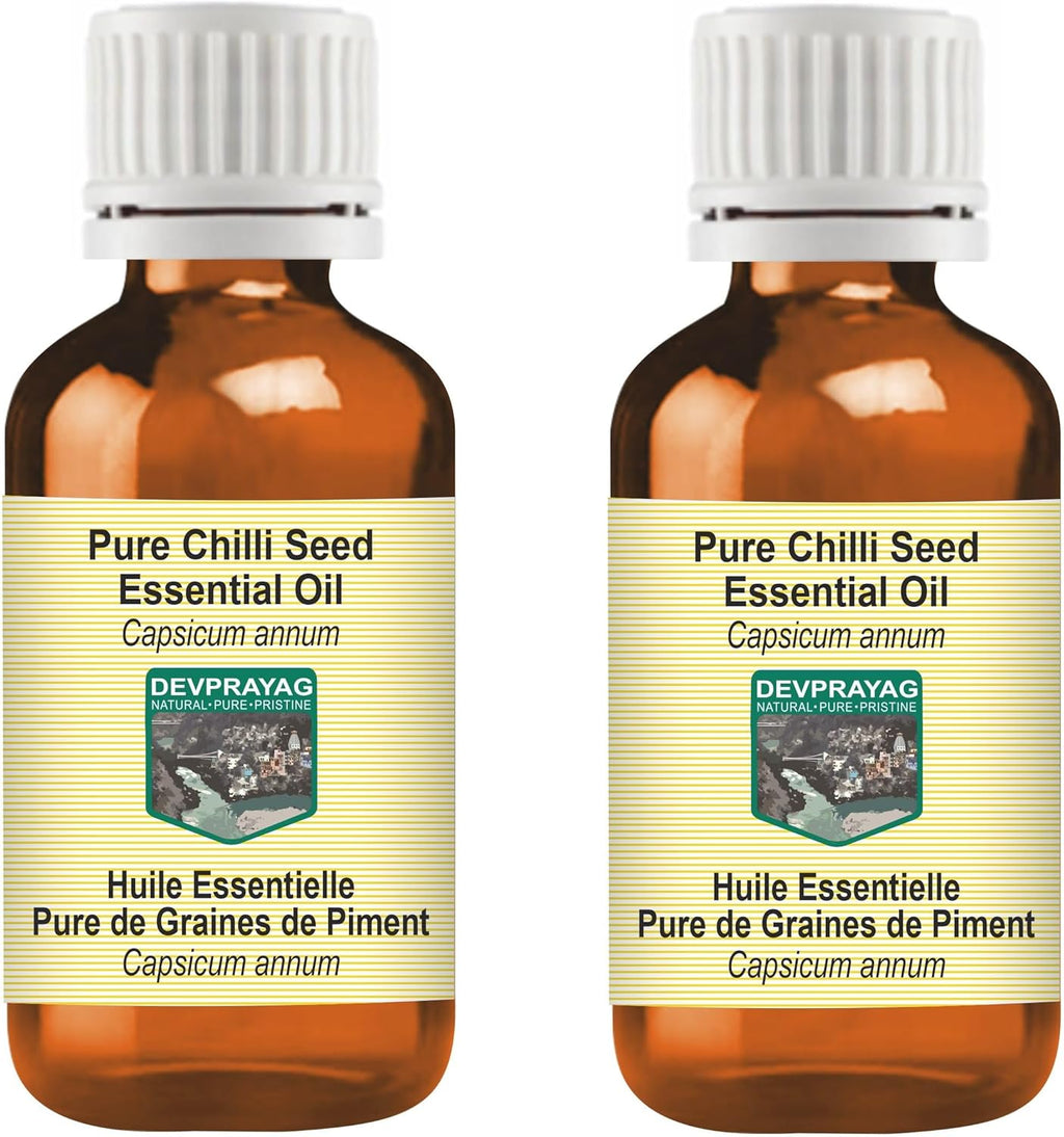 Pure Chilli Seed Essential Oil (Capsicum annum) Steam Distilled (Pack of Two) 100ml X 2 (6.76 oz)