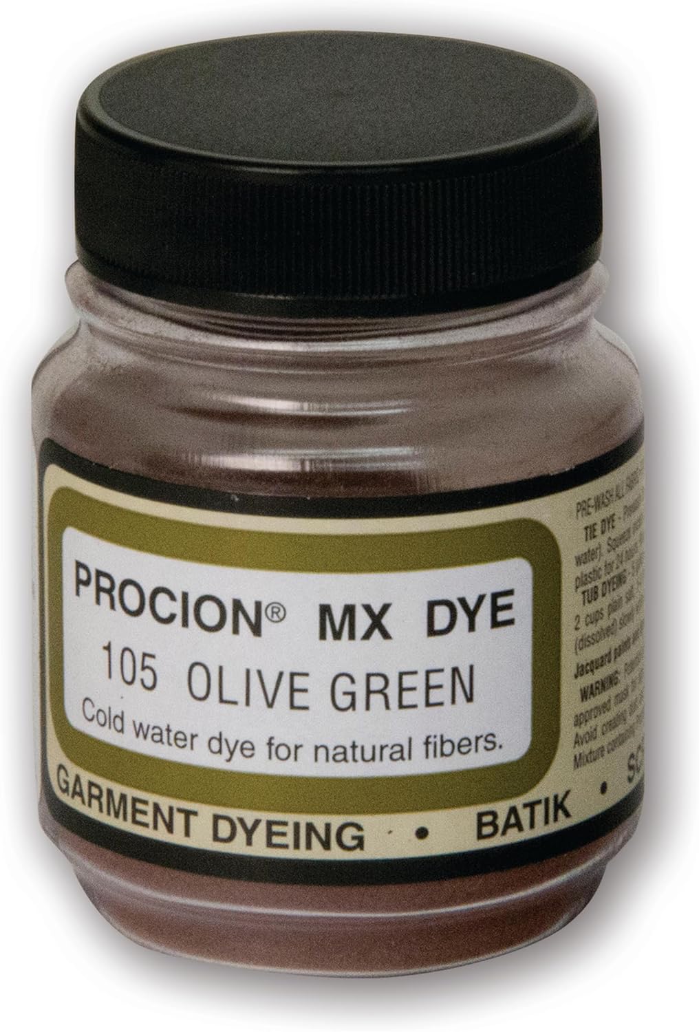 Jacquard Procion Mx Dye - Undisputed King of Tie Dye Powder - Olive Green- 2/3oz Net Wt - Cold Water Fiber Reactive Dye Made in USA