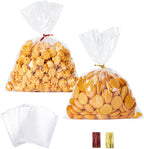 Aegero Cello Cellophane Treat Bags, 200 Pcs 6x8 Inches Clear Cellophane Bags with 200 Twist Ties for Gift Wrapping,Packaging Candies,Dessert,Bakery,Party Favors