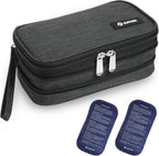 AUVON Expandable Insulin Cooler Travel Case with 2 × 180g Ice Packs, 10-12.5H Cooling Time for Flights & Road Trips, Portable Insulated Diabetic Cooler Bag for Insulin Pens & Essential Supplies