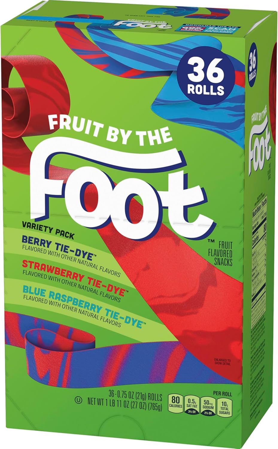 Betty Crocker Fruit By The Foot Strawberry/Berry Tie-Dye/Color By The Foot, 36 ct, 27 oz
