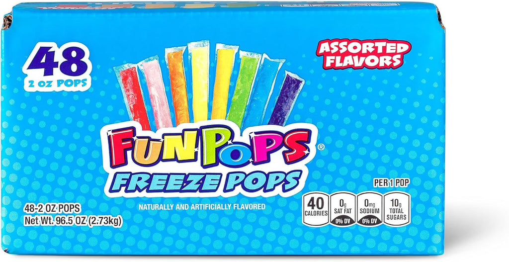 FunPops Freeze Pops, Refreshing Fat Free Popsicles, Variety Pack, 2 oz, 48 Count Box