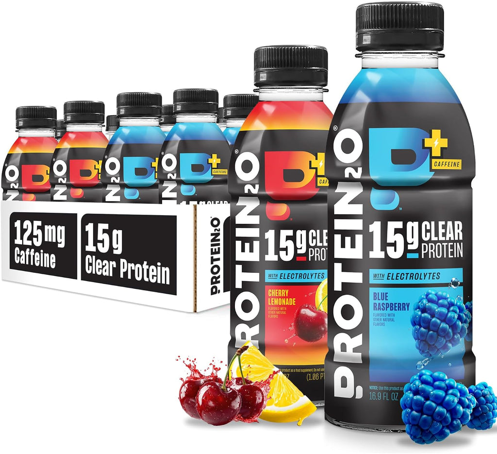 Protein2o 15g Whey Protein Isolate Hydration Drink Plus Energy & Focus, 350mg of Electrolytes, Vitamins B5 & B6, Sugar Free, Energy Variety Pack, 16.9 oz Bottle (Pack of 12)