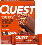 Quest Nutrition Crispy Chocolate Caramel Pecan Hero Protein Bar, 15g Protein, 1g Sugar, 3g Net Carb, Gluten Free Protein Snack, Keto Friendly, 4 Count