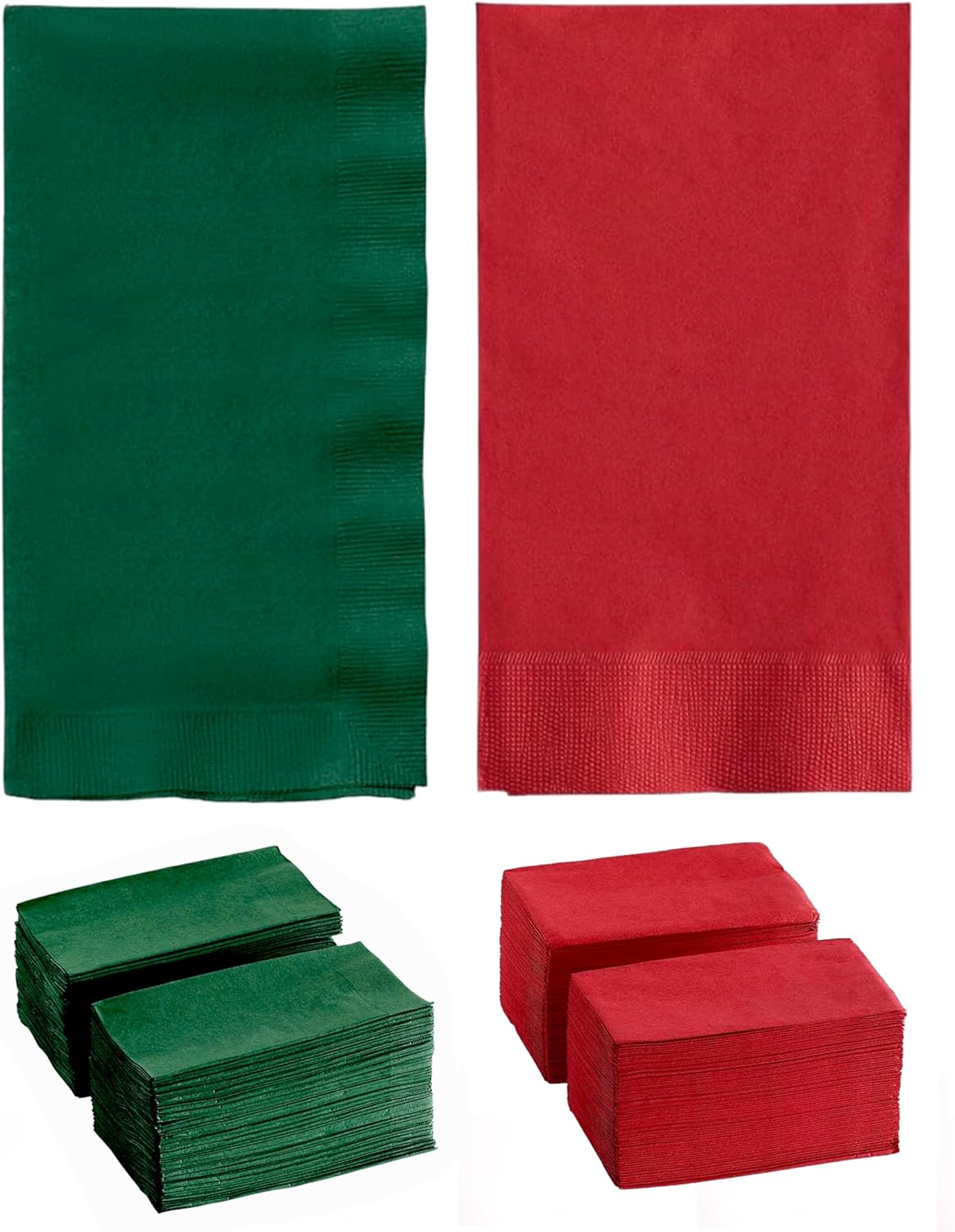 Perfectware 2PLY Christmas Paper Dinner Napkins. Pack of 100CT in Green and Red. 15 x 17 Paper Dinner Napkin Set