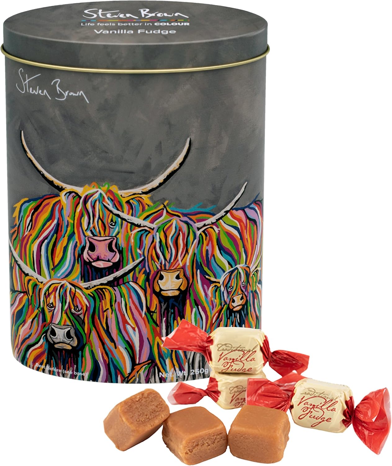 Gardiners of Scotland Handmade Fudge, Steven Brown - Ross & Claire McZoo Vanilla Fudge 8.8 Ounce Tin