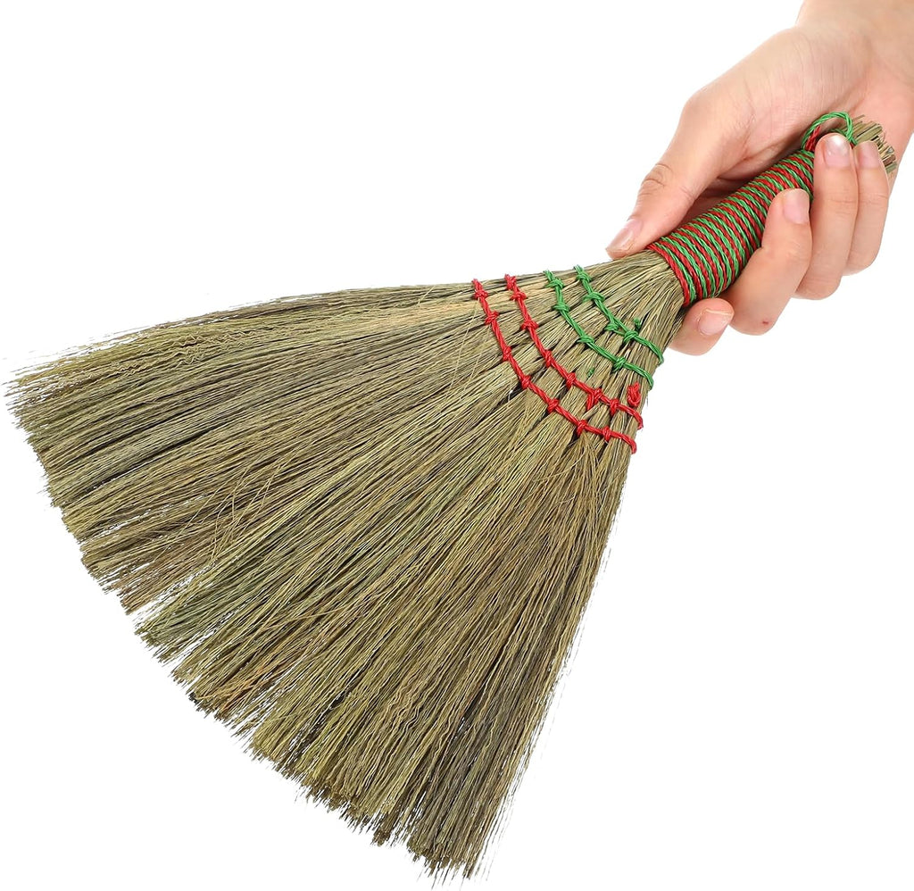 Small Natural Whisk Broom Straw Soft Broomstick with Handle Sweeping Duster Cleaning Supplies for Cleaning Kitchens Offices Homes Computers