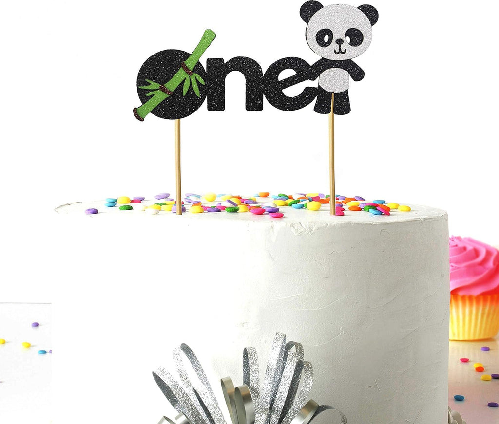 Panda One Cake Topper Decoration, Cute Panda Theme Cake Topper, Stylish Number One Cake Decoration for Birthday Celebration, Party Dessert Display, Event Cake Decor Supplies