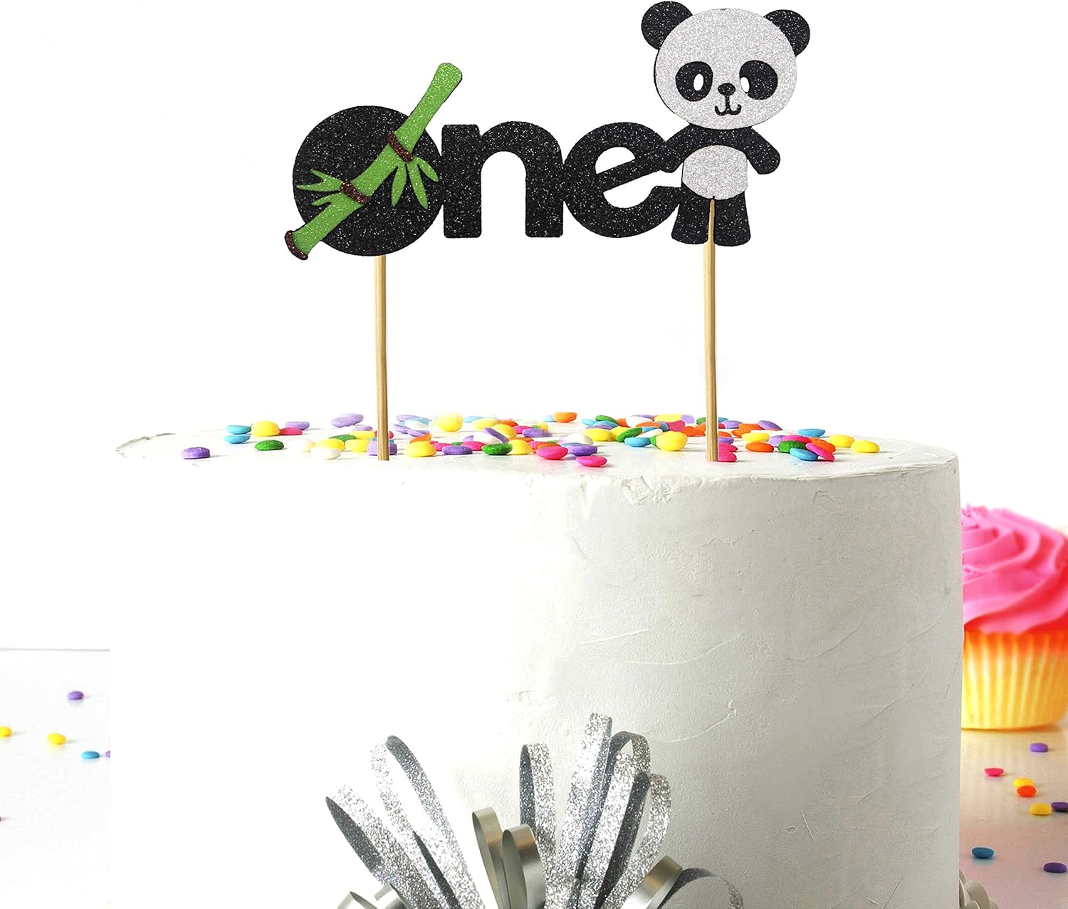 Panda One Cake Topper Decoration, Cute Panda Theme Cake Topper, Stylish Number One Cake Decoration for Birthday Celebration, Party Dessert Display, Event Cake Decor Supplies