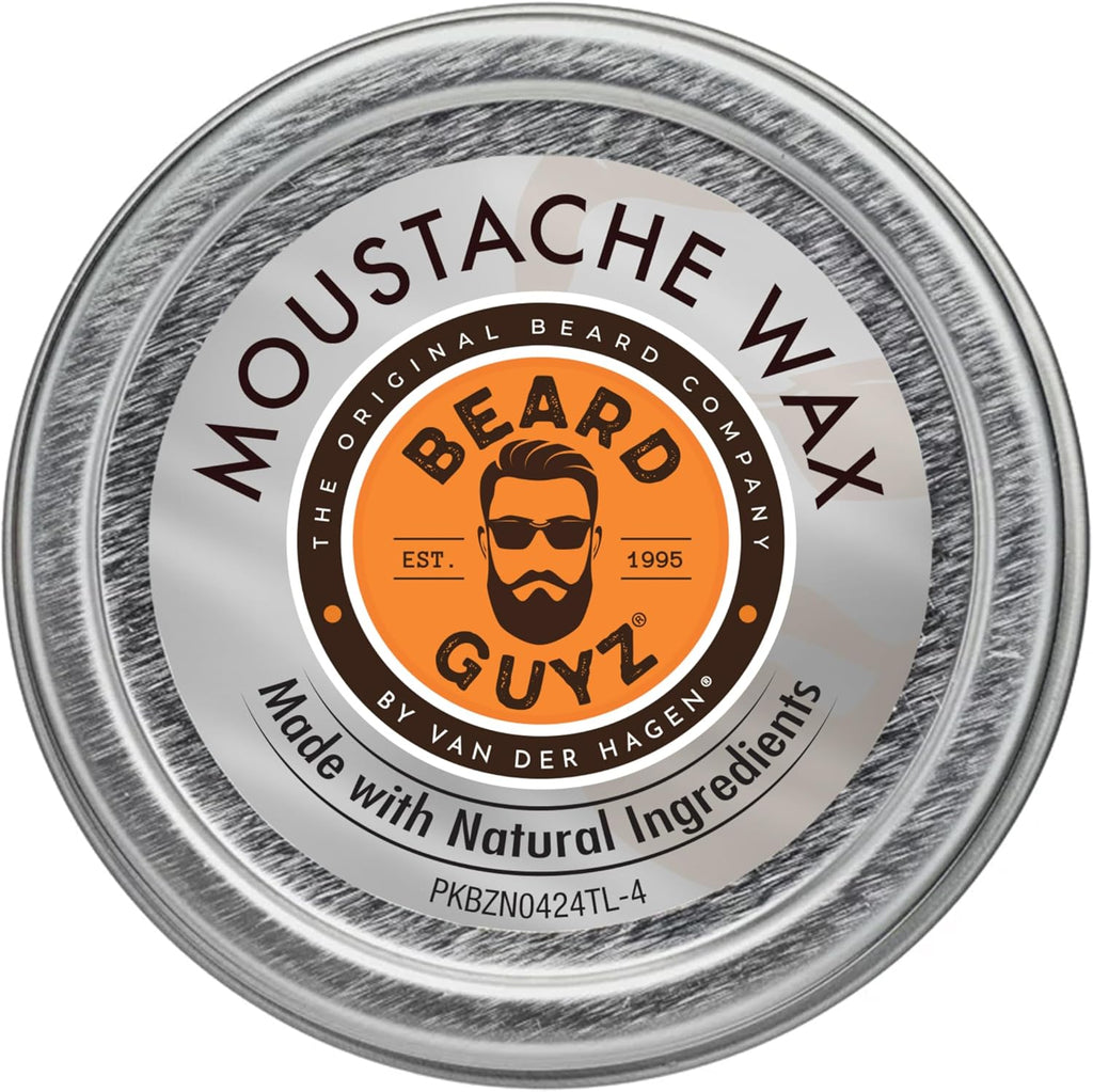 Beard Guyz Moustache Wax – Strong Hold Styling for Mustache & Facial Hair – Natural Beeswax & Carnauba Wax Grooming Balm for Sculpting, Shaping & Conditioning – 1 oz