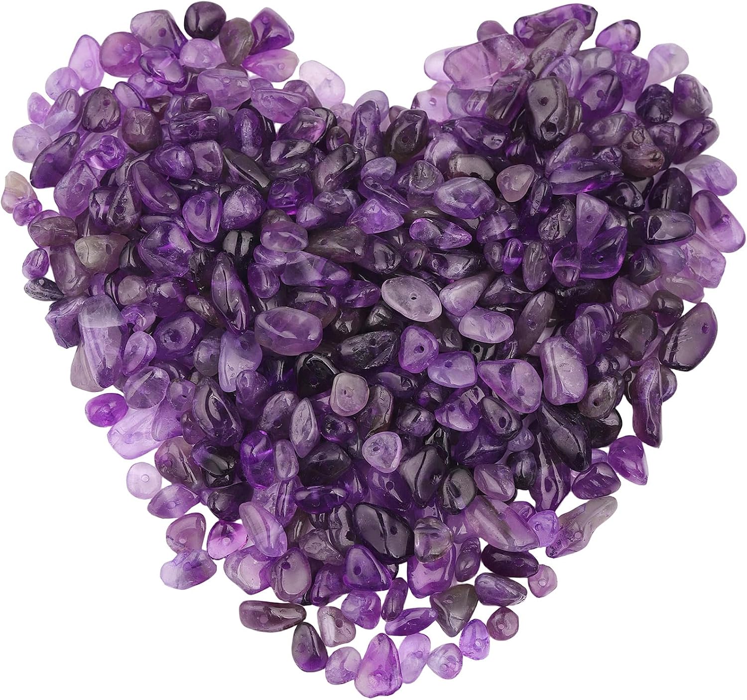 400pcs Natural Chip Stone Beads for Jewelry Making Amethyst 5-8mm Irregular Gemstones Healing Crystal Loose Rocks Bead Hole Drilled for Ring Earrings Necklace Bracelet Making DIY Art Crafts