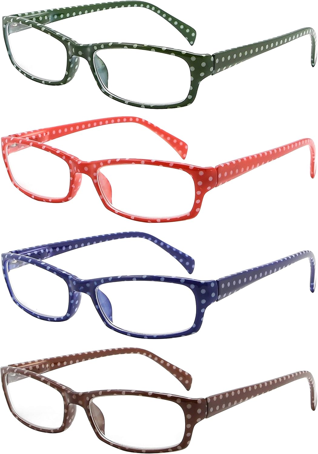 Eyekepper 4 Pack Reading Glasses Polka Dots Pattern Stylish Readers for Women Reading +2.25