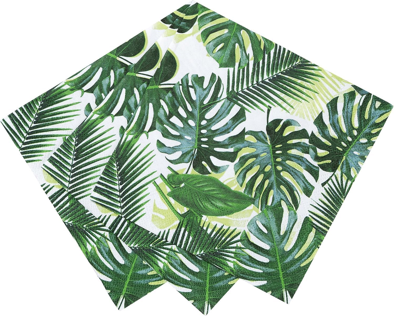 Talking Tables Pack of 20 Tropical Cocktail Napkins - Paper Palm Leaf Serviettes for Kid's Jungle Party, Hawaiian Theme, Luau, Summer, Picnic, Decoupage,Green