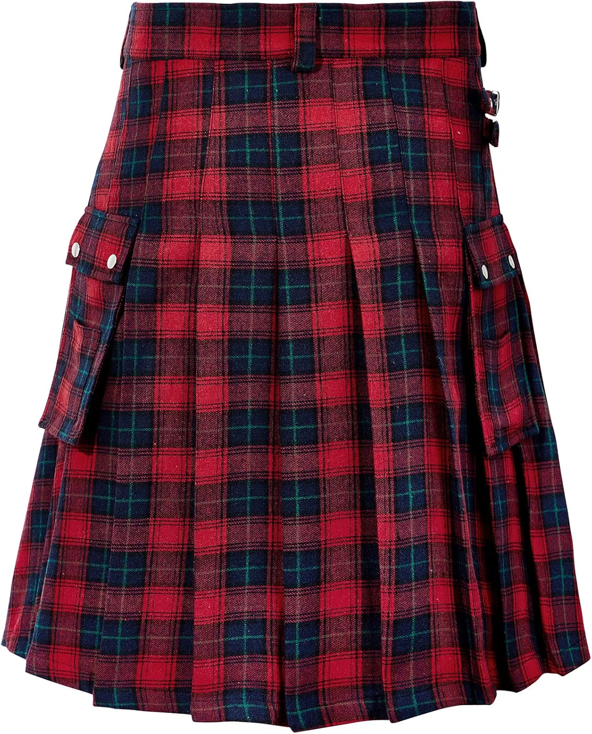 Zando Kilt for Men Scottish Kilt Traditional Highland Tartan Casual Utility Kilts with Adjustable Waist & Big Pockets