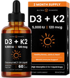 NutraChamps Vitamin D3 K2 Drops, Liquid Vitamin D3 5000 IU & K2 D3 with MK7, Vitamin D Drops for Kids, Bones, Heart & Immune Health, Liquid Vitamin D in MCT Oil for Better Absorption